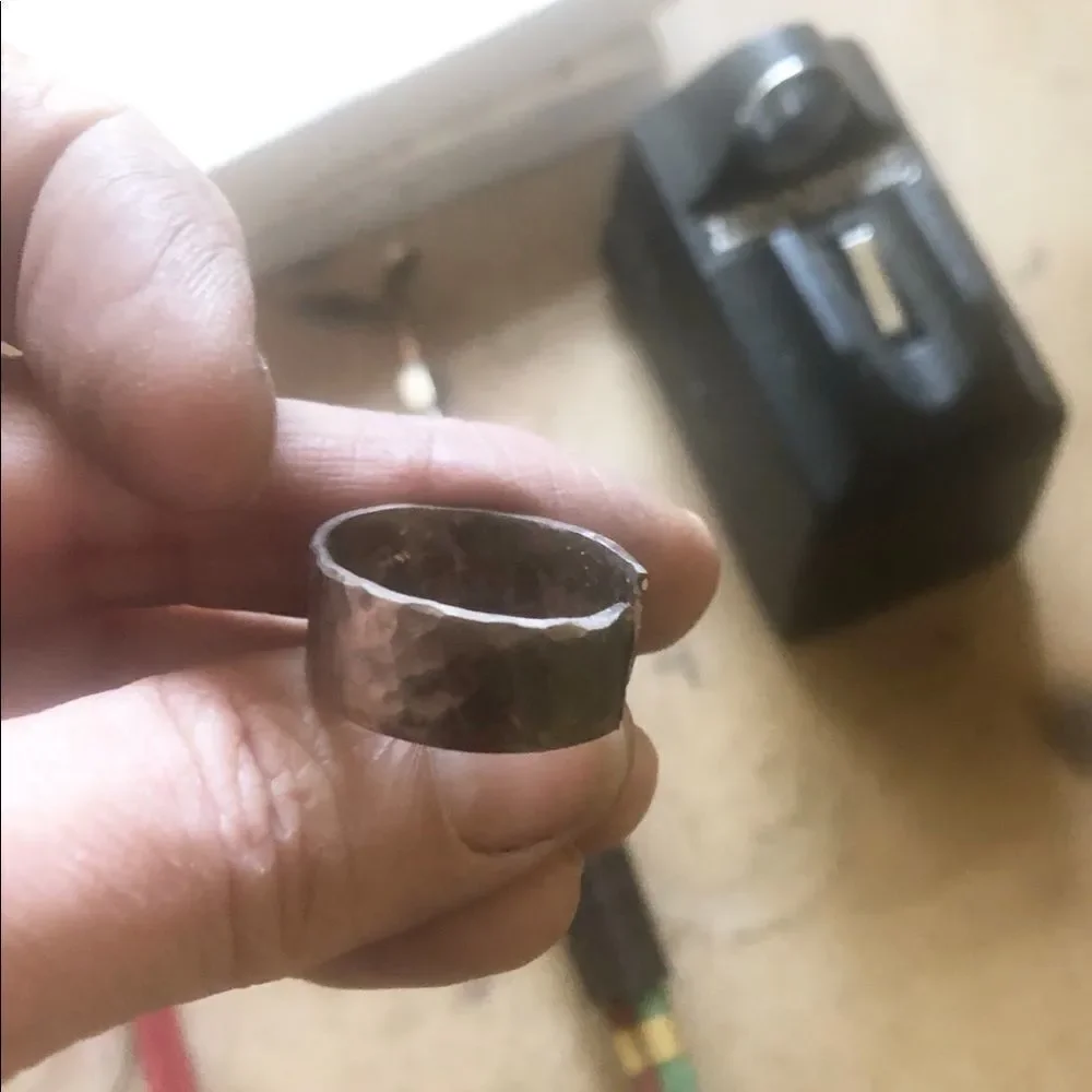 Ring, Sterling Silver Hammered Ring, Band, Hand Wrought, size 6, handmade, unise